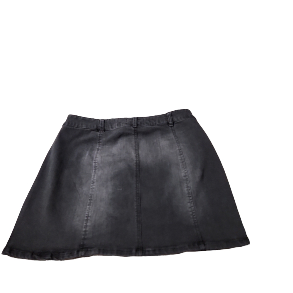 Altar'd State black stretchy button front denim mini skirt medium